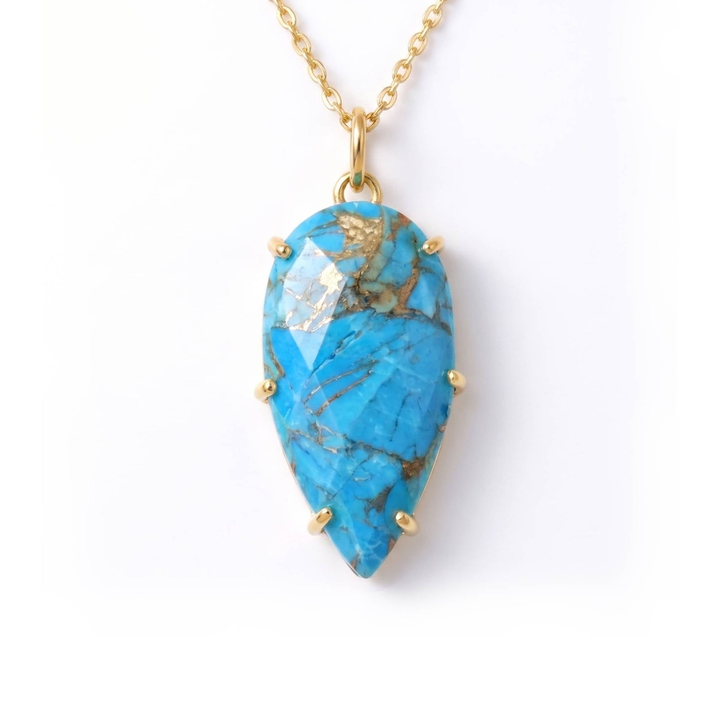 Turquoise gemstone pendant necklace natural style